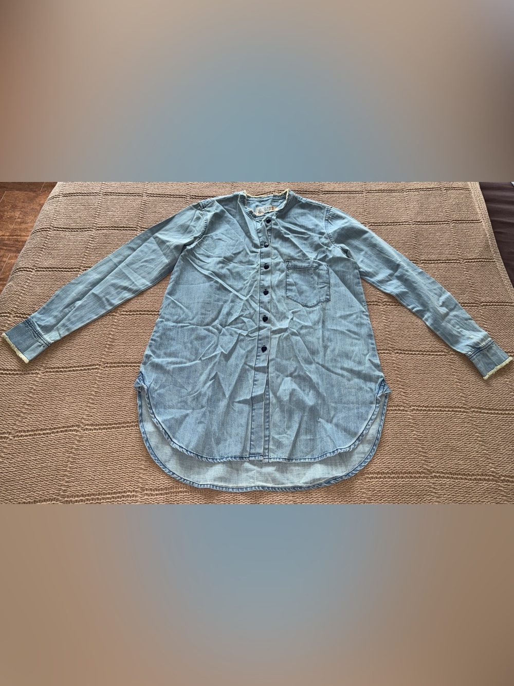 30.  Free People x Sandrine Rose Mandarin Denim Button Down Shirt